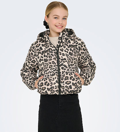Kids Only Puffer Jacket - KogDalia - Card - Silver Mink/Leo