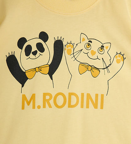 Mini Rodini T-paita - Panda ja CAT - Keltainen