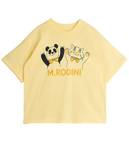 Mini Rodini T-paita - Panda ja CAT - Keltainen