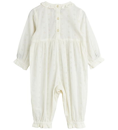 Mini Rodini Jumpsuit - Strawberry Schiffli - White