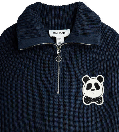 Mini Rodini Bluse - Strick - Panda - Blau