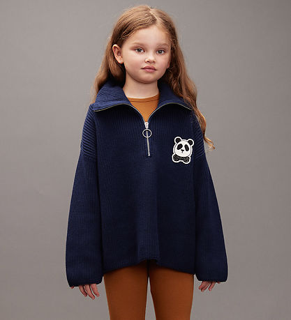 Mini Rodini Bluse - Strick - Panda - Blau