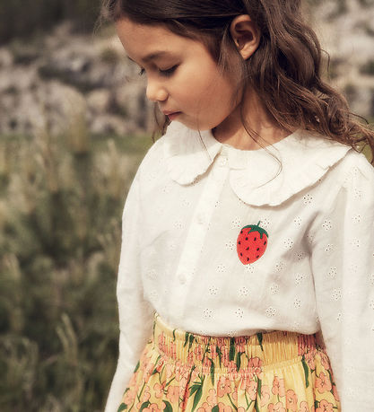 Mini Rodini Overhemd - Strawberry Schiffli - Wit