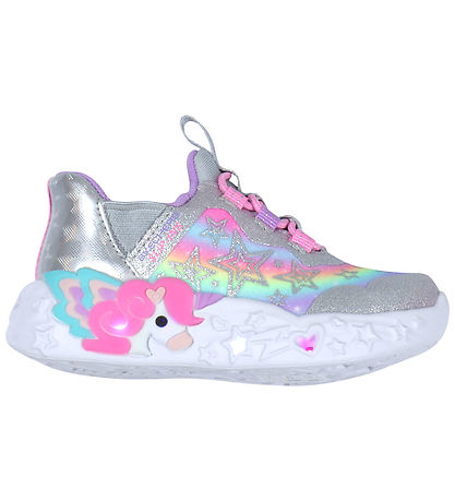 Skechers Shoes w. Light - Unicorn Charm - Silver/Multi