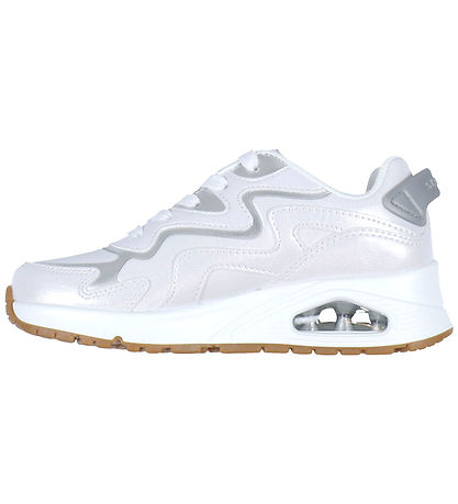 Skechers Sko - Bølgete Shimmer - Hvit/Sølv