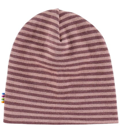 Joha Beanie - Wool - Rose w. Stripes