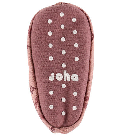Joha Booties - 2-layer - Wool/Cotton - Rose w. Snowflakes