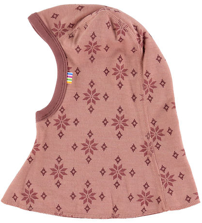 Joha Balaclava - 2-layer - Wool/Cotton - Rose w. Snowflakes