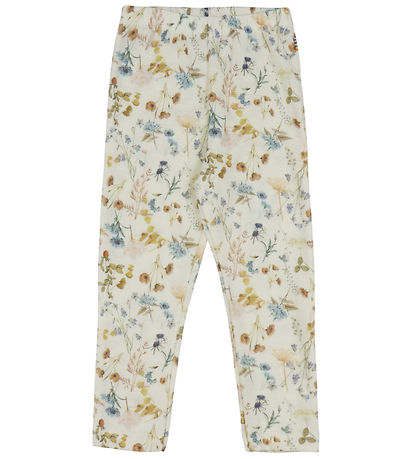 Joha Leggings - Wool - Off White w. Flowers