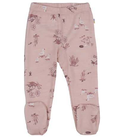 Joha Leggings M. Fætur - Ull/Bambus - Bleikt M. Prentað