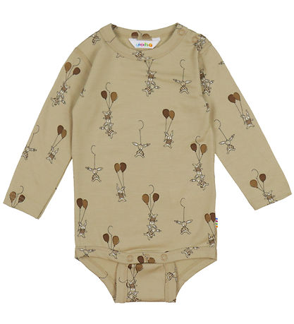 Joha Bodysuit l/s - Wool - Beige w. Rabbits