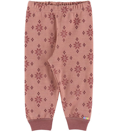 Joha Leggings - Wool/Cotton - Rose w. Snowflakes
