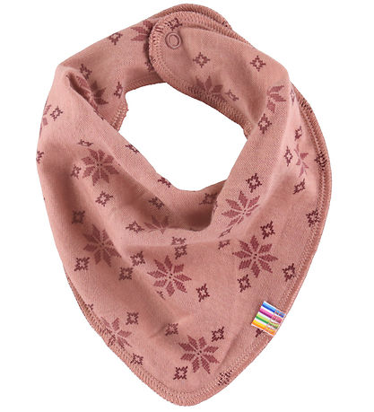 Joha Teething Bib - Wool/Cotton - Rose w. Snowflakes