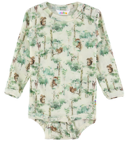 Joha Bodysuit l/s - Wool - Off White w. Trees