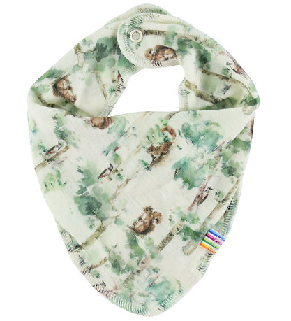 Joha Teething Bib - Wool - Off White w. Trees