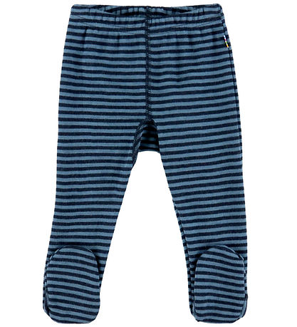 Joha Leggings M. Fætur - Ull - Blátt M. Rendur