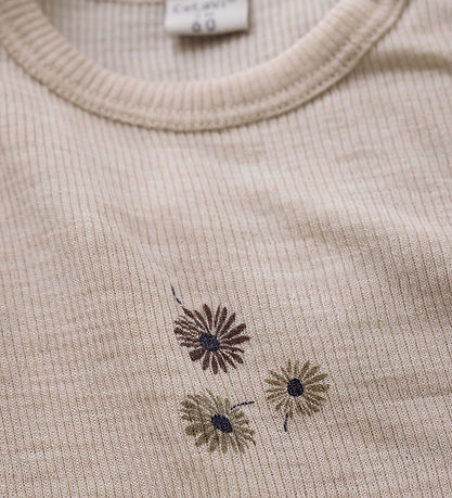CeLaVi Bodysuit l/s - Wool - Rose Dust w. Print