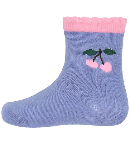Konges Sløjd Socken - 2er-Pack - Jaquard Frill - Blue Nebel/Purp