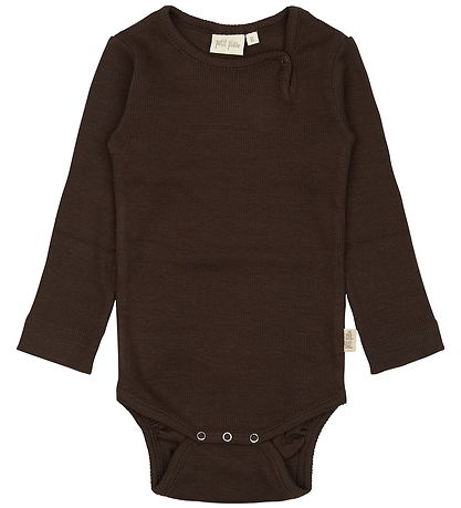 Petit Piao Romper l/s - Rib - Modaal - Koffieboon