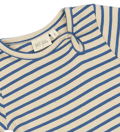 Petit Piao Samfella l/e - Rib - Modal - Satt Dökkblátt/Off White