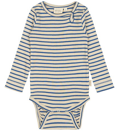 Petit Piao Samfella l/e - Rib - Modal - Satt Dökkblátt/Off White