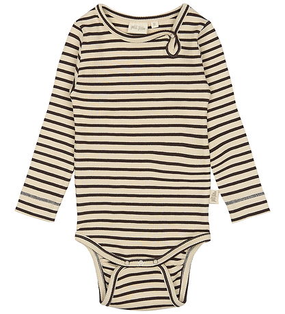 Petit Piao Bodysuit l/s - Rib - Modal - Coffee Bean/Off White