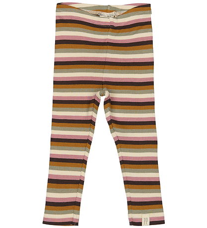Petit Piao Leggings - Rib - Modal - Nostalgísk Rose/Multi Stripe