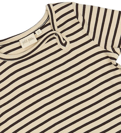 Petit Piao Dress - Rib - Modal - Coffee Bean/Off White