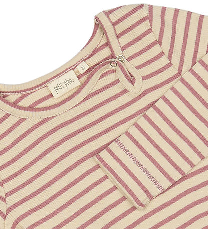 Petit Piao Kjóll - Rib - Modal - Nostalgísk Rose/Off White