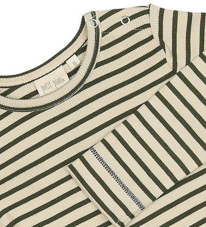 Petit Piao Blouse - Rib - Modal - Green Leaf/Off White