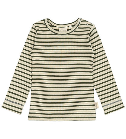 Petit Piao Blouse - Rib - Modal - Green Leaf/Off White