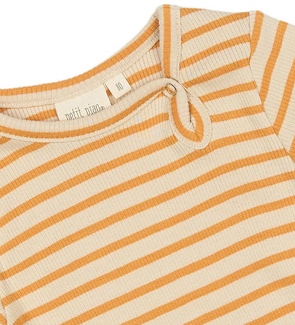 Petit Piao Samfella l/e - Rib - Modal - Sólblóm/Off White