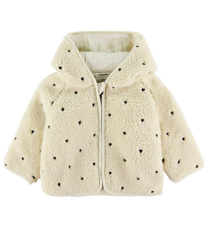 Lil' Atelier Fleece Jacket - Loose - NbnNalo - Turtledove/Hearts