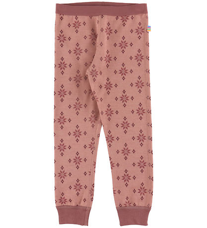 Joha Leggings - Wool/Cotton - Rose w. Snowflakes