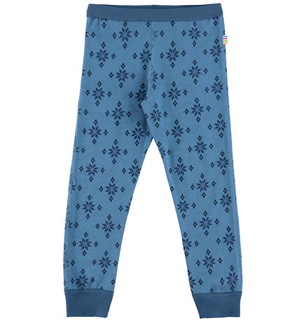 Joha Leggings - Wolle/Baumwolle - Blau m. Schneeflocken