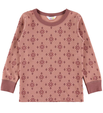 Joha Blouse - Wool/Cotton - Rose w. Snowflakes