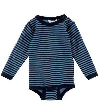 Joha Bodysuit l/s - Wool - Blue w. Stripes
