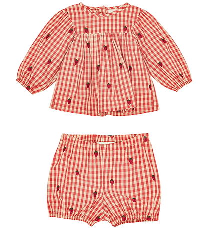 Flöss Set - Kleid/Bloomers - Berry Gingham m. Karos