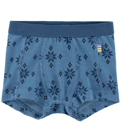 Joha Boxershorts - Ull/Bomull - Blå m. Snöflingor