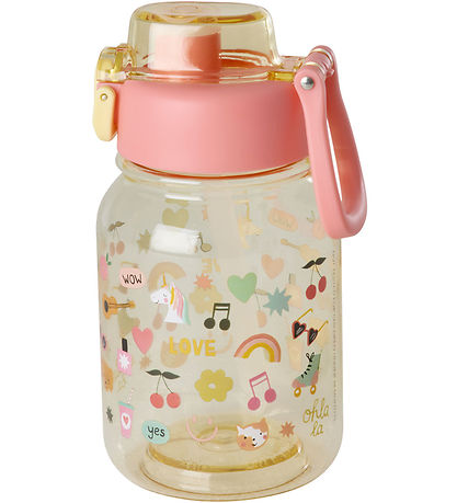 Rice Vatnsflaska - 700 ml - Unicorn Love - Bleikt/Gult