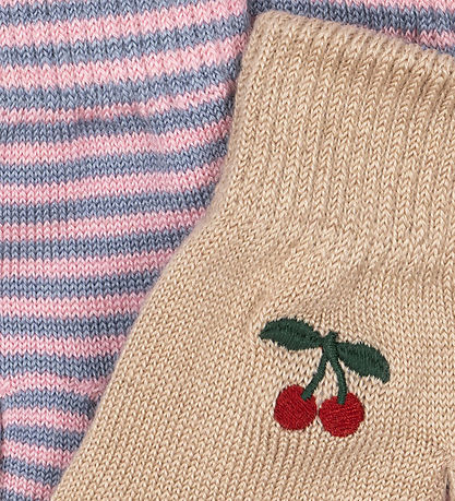 Konges Sløjd Handschuhe - Wolle/Acryl - 2er-Pack - Cherry/Stripe