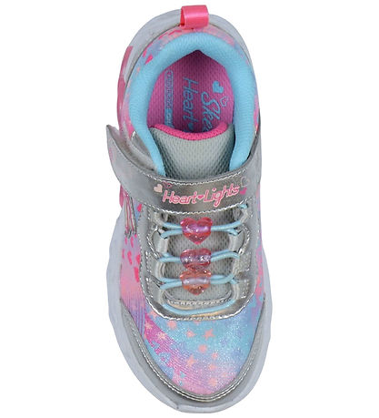 Skechers Sko m. Lys - Heart Juveler - Sølv/Multi