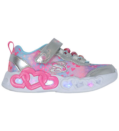 Skechers Sko m. Lys - Heart Juveler - Sølv/Multi