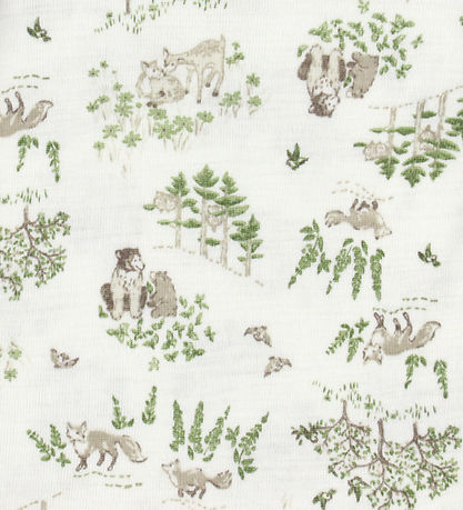 Joha Teething Bib - Wool/Silk - Off White w. Trees