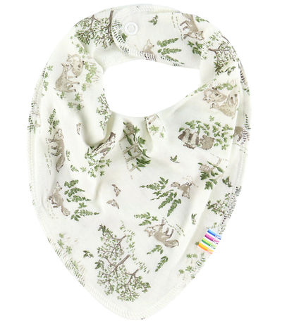Joha Teething Bib - Wool/Silk - Off White w. Trees