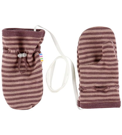 Joha Mittens w. Thumb - Wool - Rose w. Stripes