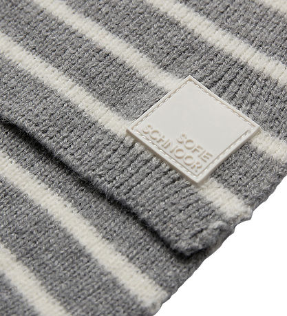 Sofie Schnoor Scarf - Knitted - Lailasy - Grey Melange w. Stripe