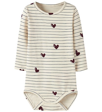 Name It Bodysuit l/s - NbfVandora - Summer Sand/Stripes Duck Hea