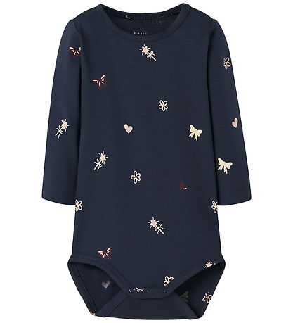 Name It Bodysuit l/s - NbfVandora - Navy Blazer/Flowers Duck Hea