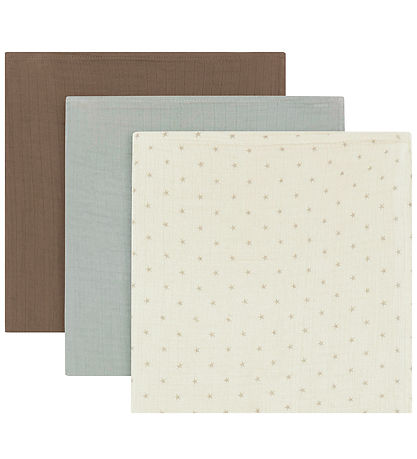 Lil' Atelier Muslin Cloths - 3-Pack - NbnFergie - Turtledove/Pig